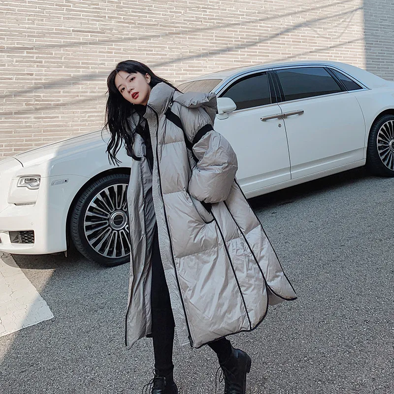 

2020 Fashion Oversized Winter Down Jacket Women's Long over the knee 2020 new Korean Loose Ladies Plus Size Parkas Jackets