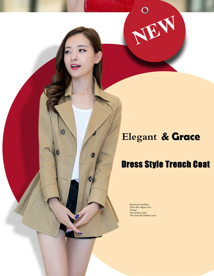 Windbreaker Female Spring Autumn Korean Thin Plus Size Double Breasted Ladies Khaki Dress Coat Long Trench Coat for Women 4xl