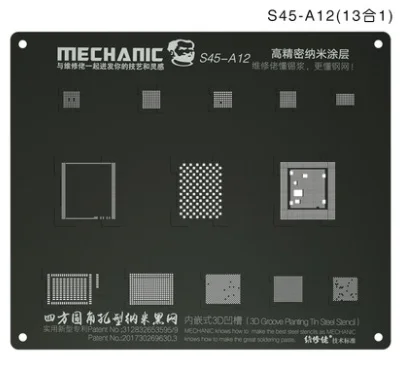 3d a12 Механическая 3D черная универсальная стальная сетка cpu NAND Baseband IC для IPHONE A8 A9 A10 A11 A12 3D BGA канавки трафарет - Цвет: 3d a12