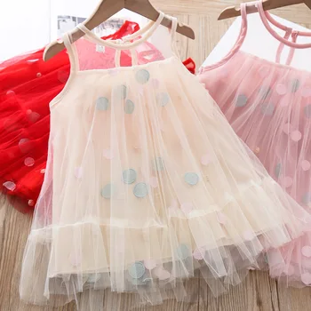 

Baby Girls Dress Polka Dot Embroidered Princess Vest Dress