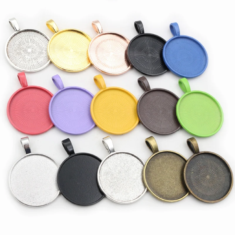 New Fashion 10pcs 25mm Inner Size Multi Colors Plated Classic Simple Style Cabochon Base Setting Charms Pendant