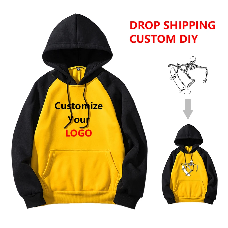 

Customized LOGO Men Women Hoodies Casual Printed Design DIY Men's Custom Sweatshirts Personalized Polluver Drop Shipping US Size