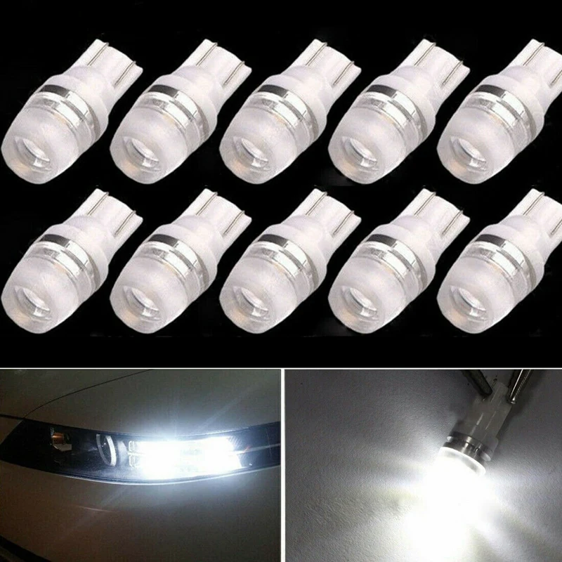 Side Marker Lamp T10 Wedge High Power 1W LED Light Bulbs Xenon White 10PCS 