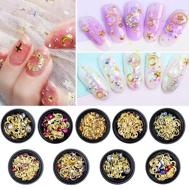 1 коробка DIY наклейки для ногтей Кристаллы блестящие стразы заклепки украшения