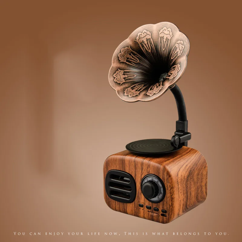 Деревянный Ретро фонограф Bluetooth динамик плагин радио карта античный Ностальгический маленький стерео Bluetooth 5,0 беспроводной динамик