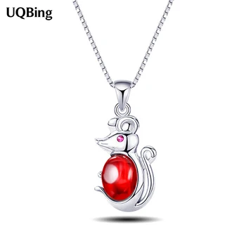 

925 Sterling Silver Chinese Zodiac Mouse Necklace Female Accessories Simple Zodiac Rat Pendant Clavicle Necklace Wholesale