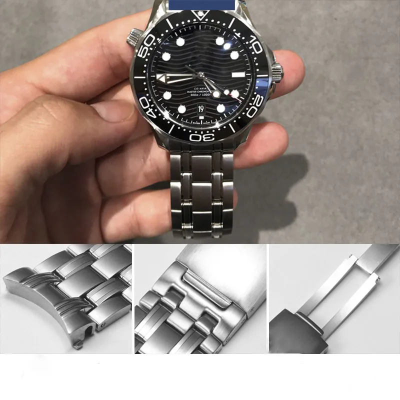 20 мм 22 мм серебристый ремешок из нержавеющей стали для часов omega Ocean 007 seamaster 300 браслет аксессуары для часов