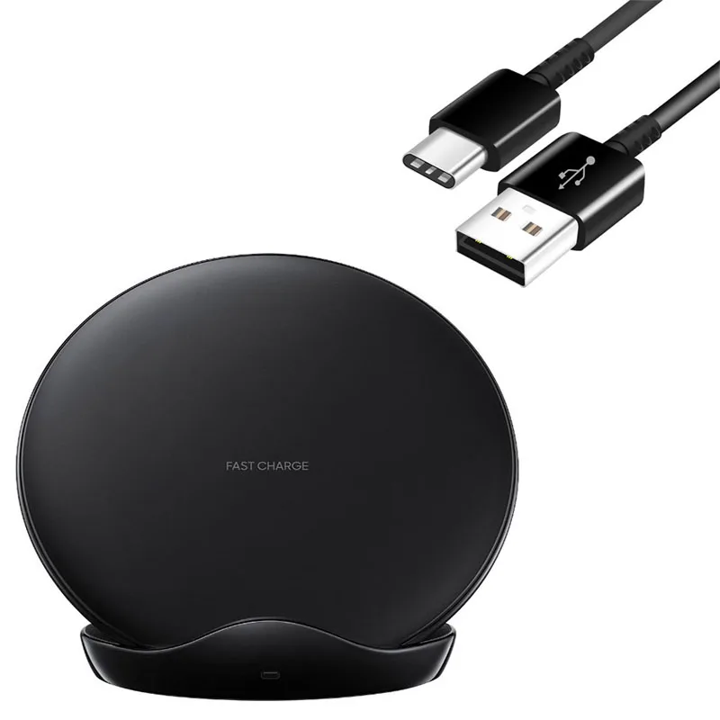 Оригинальное Беспроводное зарядное устройство samsung Qi Быстрая Зарядка адаптер для Galaxy S10 S9 S8 Plus Note 10+ 9 8 iPhone X XR XS 8EP-N5100 - Тип штекера: with type c cable