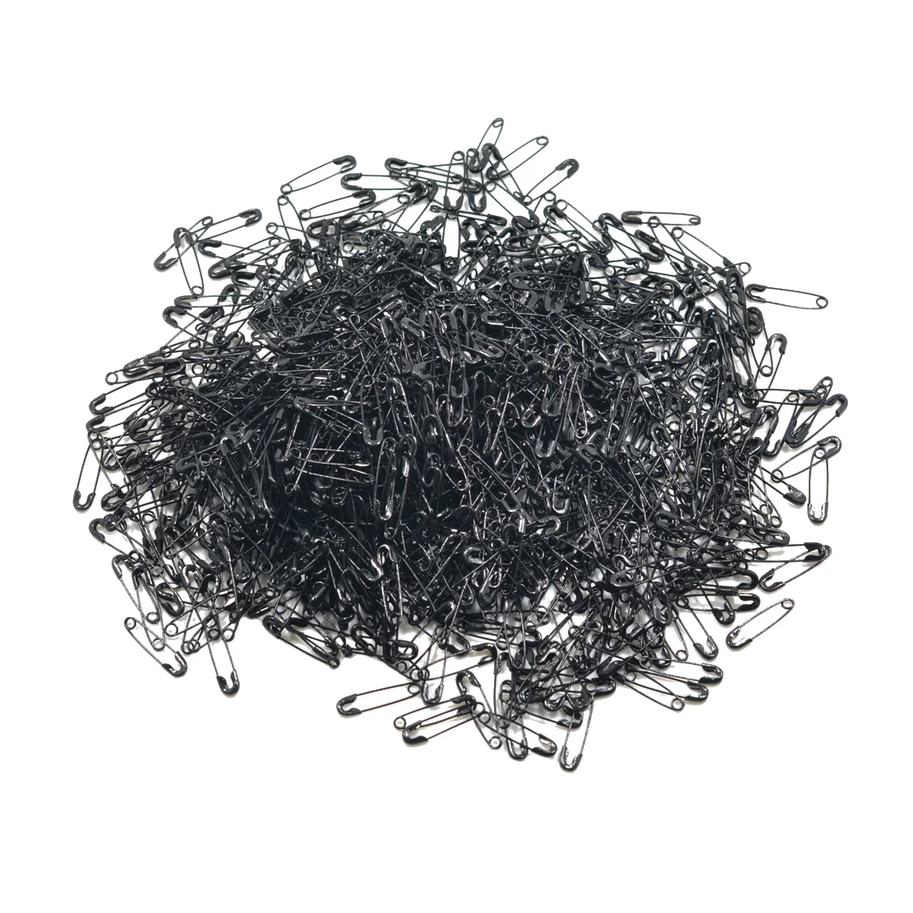 1000x Mini Tags Safety Pins Jewelry Making Accessories Findings Black 19mm