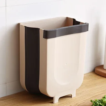 

Wall Mounted Folding Waste Bin Kitchen Cabinet Door Hanging Trash Car Garbage Can Home Room Garbage Hanging Toilet Retractable
