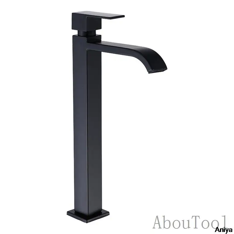 Waterfall Faucet Tall Basin Faucets Cold Water Tap Stainless Steel Bathroom Faucet Sink Washing