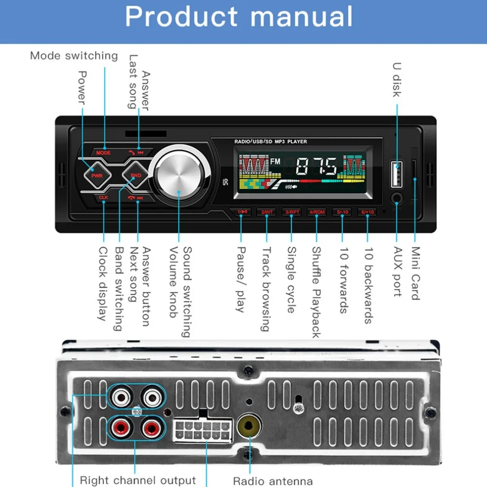 Автомагнитола Handsfree lcd сабвуфер 1 din автомобильный аудио USB/SD/AUX/мини карта четыре канала Автомагнитола