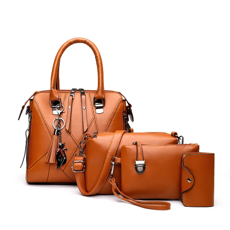 

2019 New Style Trend Cool Pu Four-piece Set Different Size Bags Western Style Fashion Rhombus WOMEN'S Bag Bag-