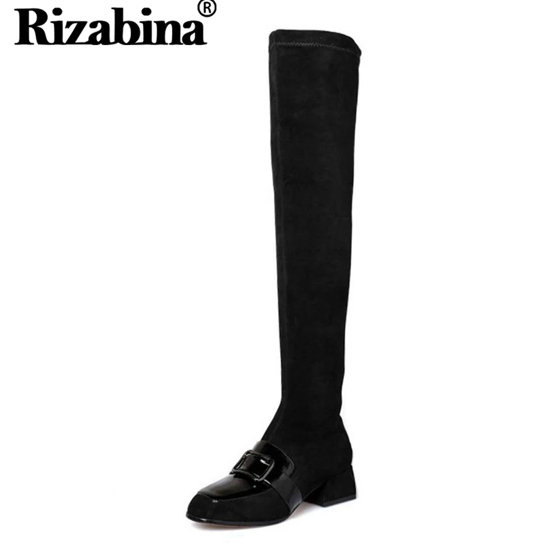 RizaBina Women Real Leather Over Knee Boots Zipper Buckle High Heel
Boots Warm Shoes For Winter Botas Women Footwear Size 34-39