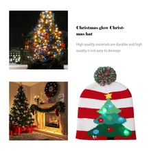 Красочный Рождественский светодиодный светильник, вязаная шапка, Теплый головной убор, подарки для женщин и мужчин, головной убор, товары для рождественской вечеринки