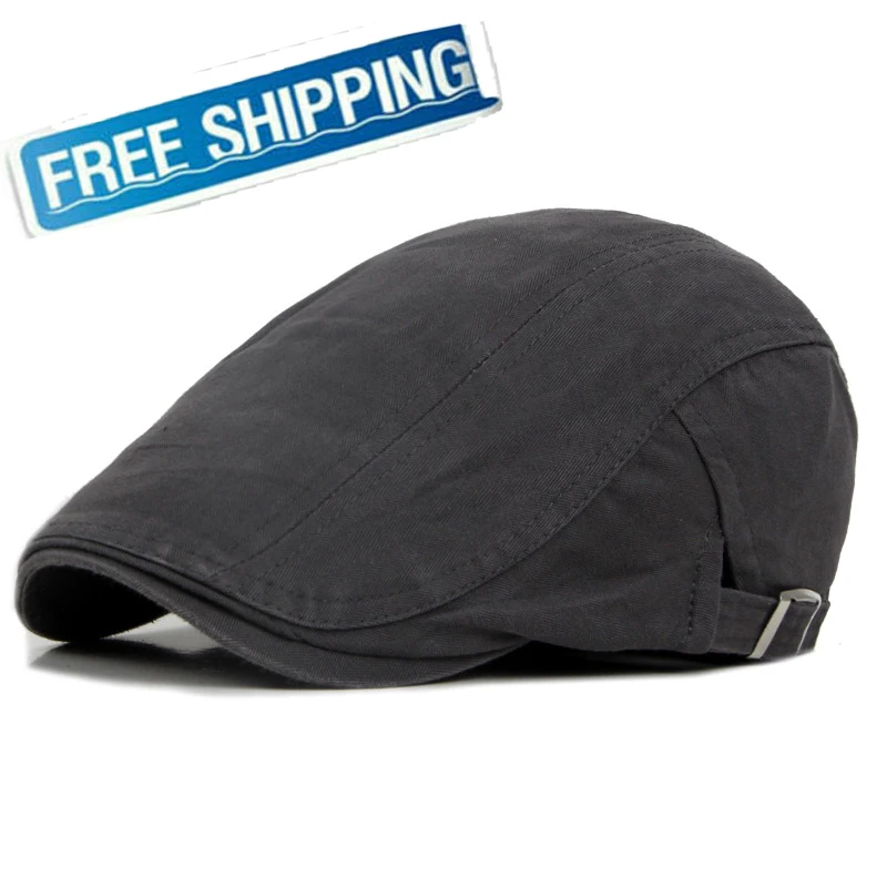 Men Beret Hat Adjustable Flat Brim Cotton Blend For Spring Summer Western Style woolen beret