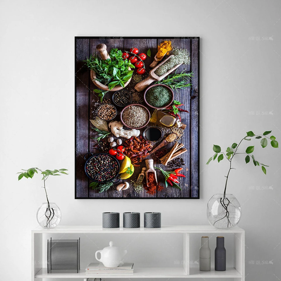 

HD Prints Herbs And Spices Canvas Painting Modern Poster Modular Picture Nordic Home For Living Room Kitchen Decor Frame Gifts