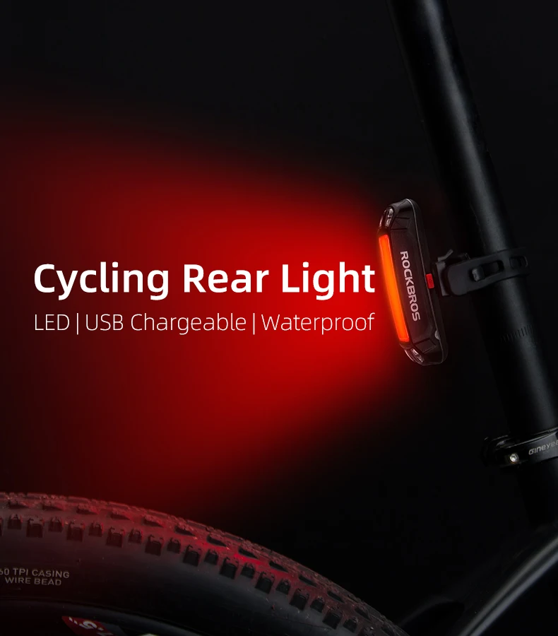 Excellent ROCKBROS Bicycle Bike Light  Waterproof Taillight LED USB Rechargable Safety Night Riding Warning Saddle Rear Light Bike Lamp 0