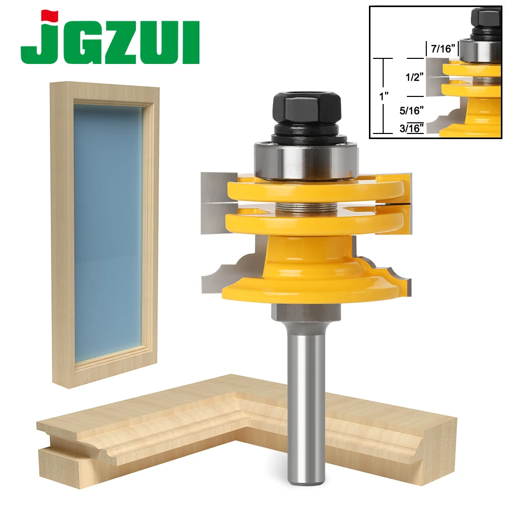 1 Pc 8mm 12mm 1/2in Shank Glass Door Rail & Stile Reversible Router Bit Wood Cutting Tool woodworking router bits