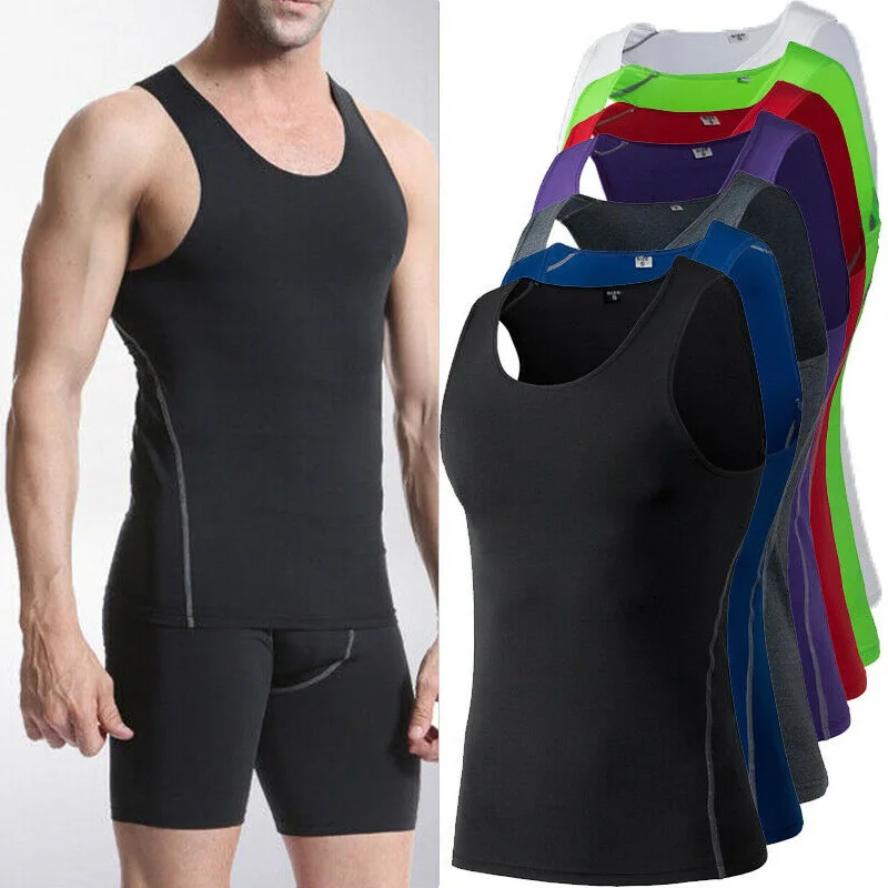 

Men Compression Base Layer Sleeveless Vest Tank Top Quick-drying Sports Gym Under Shirt Running Shirt Men Bodybuilding Sport