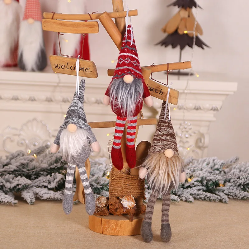

Christmas Tree Decorations Lighting Gnome Doll Pendant Santa Gnome Plush Doll Decorative Hanging Ornament Navidad 2020 New Year