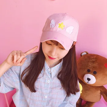 

Card Captor Sakure Hats Anime Kawaii Cosplay girl hat Cute 3D pink Cotton Cap Headwear Baseball Cap Sunhat Props