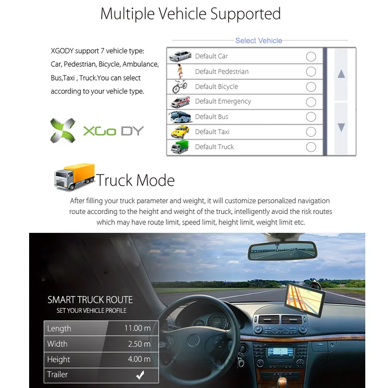 XGODY 7 &quotАвтомобильный GPS навигатор 715 грузовик сенсорный экран Sat Nav FM Bluetooth Камера