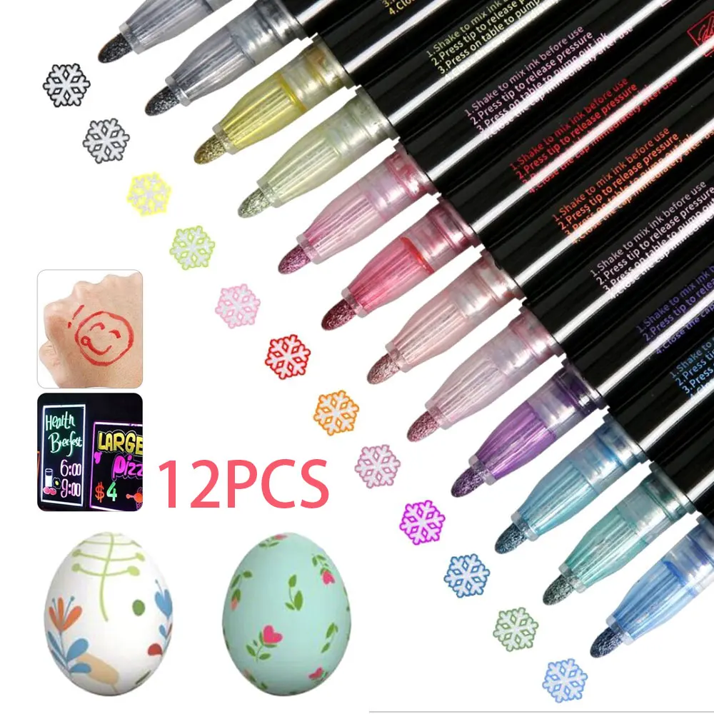 12 Color Double Line Outline Art Pen Marker DIY Graffiti Highlighter Scrapbook Bullet Diary Poster Card | Канцтовары для офиса и