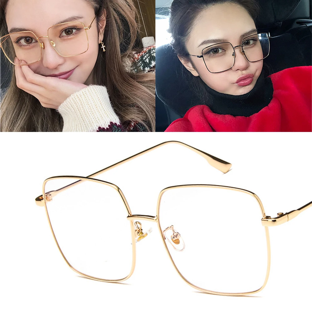 

Luxury Women Square Eyeglasses Vintage Glasses Optical Frame Gold Metal Unisex Spectacles Clear Lens Glasses Blue Light Glasses