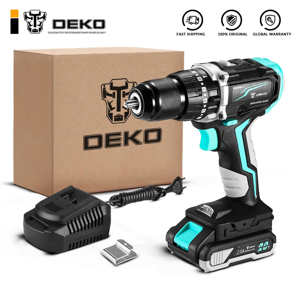 DEKO DKCD20BL LI 20V Беспроводная бесщеточная перфоратор Ударная дрель с 2 скоростной