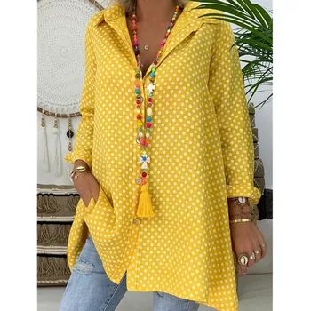 

2019 Fashion Women Ladies V-Neck Casual Blouse Long Sleeve Polka Dot Shirt Tops Shirts New Japanese Style Tops Cardigan Vintage