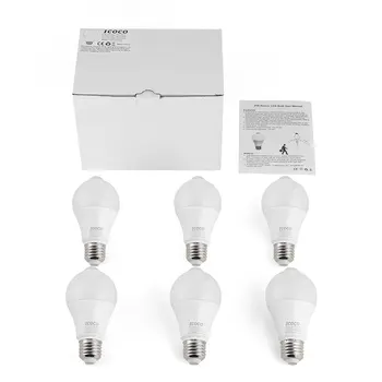 

ICOCO 6pcs PIR Motion Sensor LED Bulb Lights Bulb E26 7W 3000K for Front Door Garage Carport Basement Corridor Hallway Closet