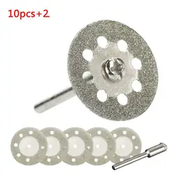 10pcs/set 30mm Diamond Cutting Discs +2 Arbor Shaft CutOff Blade Drill Bit accessories Rotary Tool Abrasive cut Metal