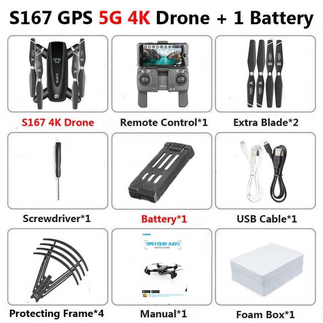 S167 складной Профессиональный Дрон с камерой 4K HD Selfie 5G gps WiFi FPV широкоугольный Радиоуправляемый квадрокоптер Вертолет игрушка E520S SG900-S - Цвет: 5G 4K 1B Foam