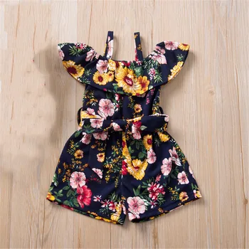 

1 Pcs Summer Girls Jumpsuit Floral Farmhouse Style Children's Romper Kids Shorts Rompers Casual Sling Sleeveless Jumpsuit