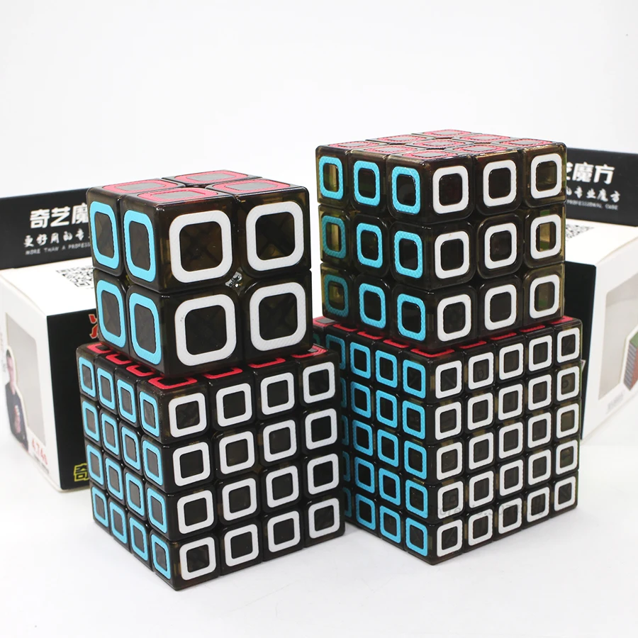 Qiyi волшебный куб Ciyuan 2x2 3x3 4x4 5x5 прозрачный черный кубик скорости измерительные