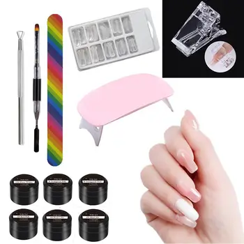 

12 pcs/set Manicure Fast Extension Gel Set Poly Gel Kit Nail Brush Gel Quick Construction Nail Piece Finger Connector Gel Set