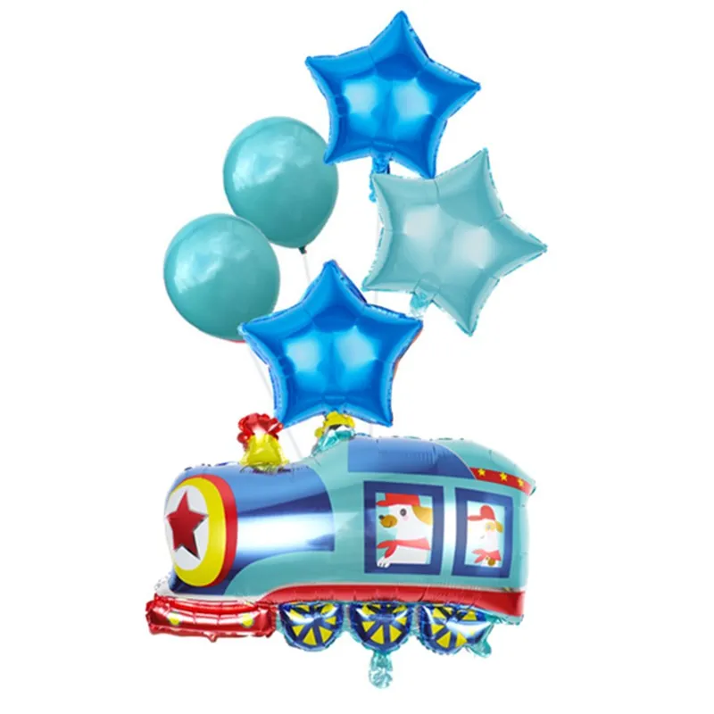 6 шт. Мультяшные автомобильные воздушные шары пожарная машина поезд Фольга шар скорая помощь Globos детский подарок День рождения украшения Детские шары