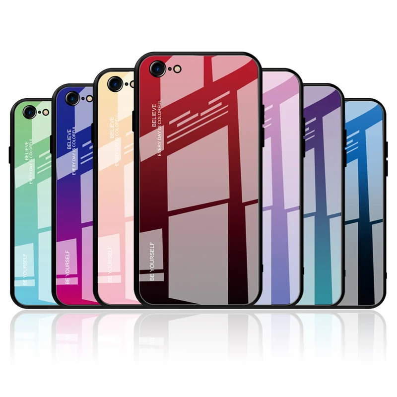 Чехол для телефона из закаленного стекла iPhone 7 8 6 6S Plus X XR XS Задняя стеклянная