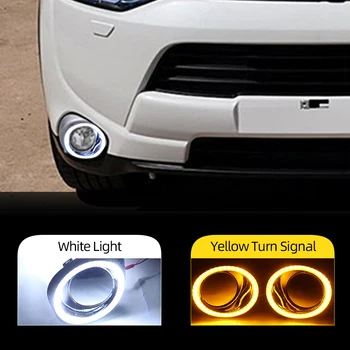 

CSCSNL 2Pcs 12V LED DRL Daytime running light case for Mitsubishi Outlander 2013 2014 2015 fog lamp frame Fog light cover