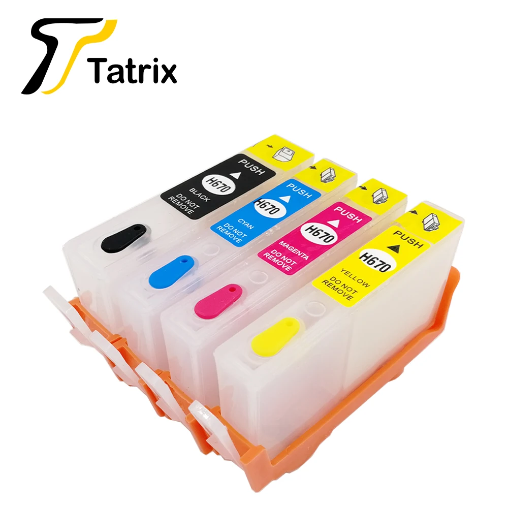 Tatrix для hp 670XL 670 в 4 цветах BK C M Y перезаправляемый картридж с чернилами deskjet 3525 4615 4625