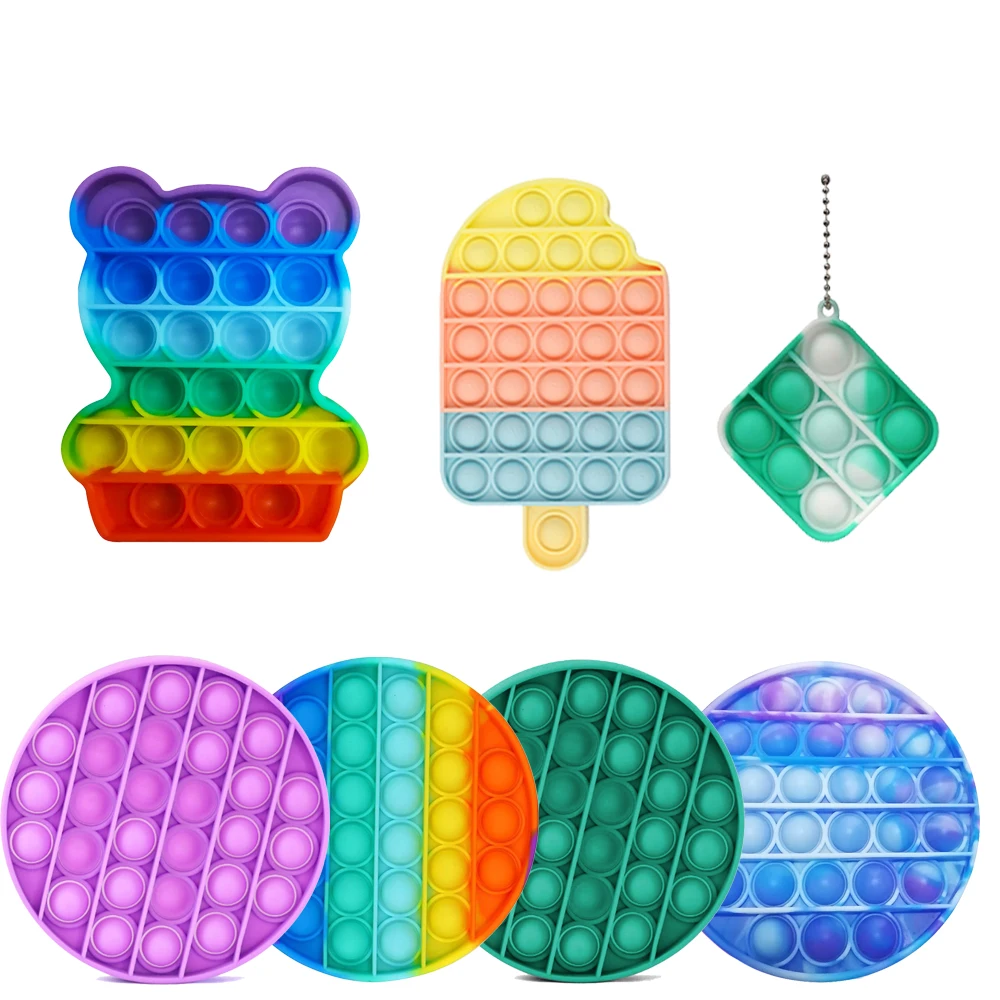Fidget Push Bubble Pop Up Autism Sensory Toy Anxiety Stress Relief for School Kids Tie Dye Pop Notebook Real Bubble Popping No Print Tiedye Turbo Size A6 