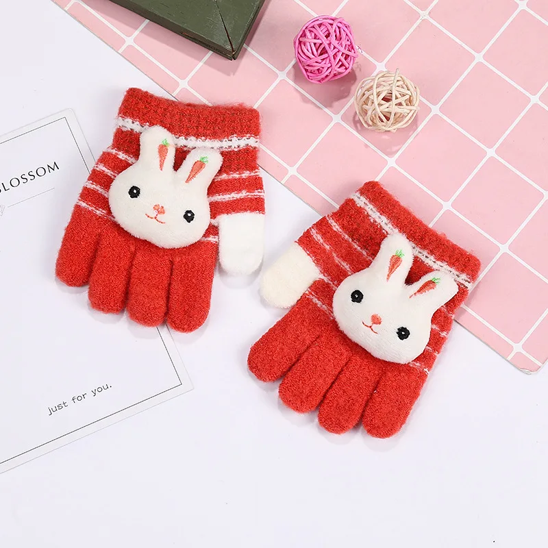 baby stroller accessories 2022 Winter Gloves Kids Warm Children's Mittens Half Full Finger Cartoon Bear Knitted Gloves For Toddler Girl Boy Child Glove child safety seat