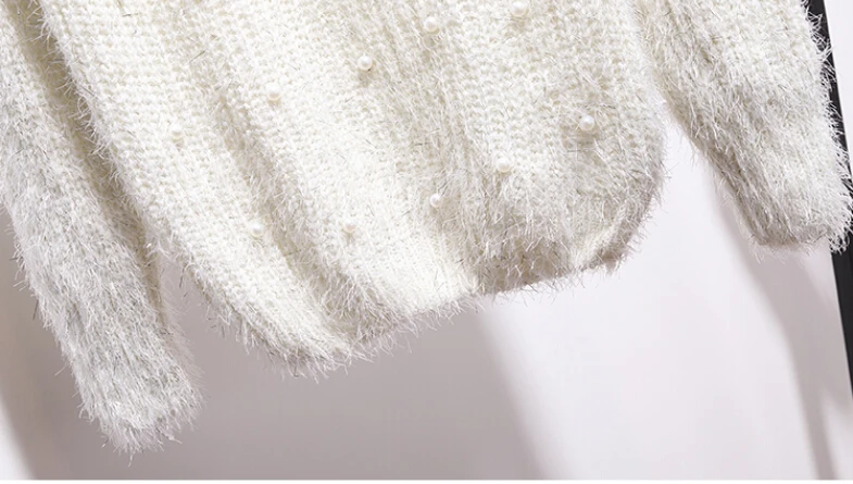 Smthma/Новые осенне-зимние женские комплекты из 2 предметов, Женский Яркий шелковый свитер с длинными рукавами+ твидовая юбка с жемчужинами
