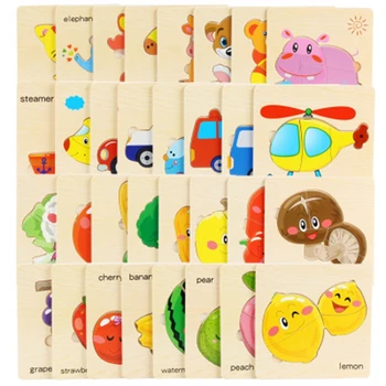 

8pc Baby Wooden Puzzle Toys For Toddler Developing Jigsaw Educational Kids Toy For Children Game Cartoon Animal Gift 3 Years Old