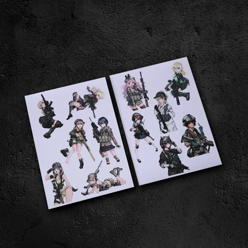 

2 PC Car Stickers Tactical Girl Sticker Armed Girl A4 Sticker Refrigerator Suitcase Notebook Military Outdoor Sticker