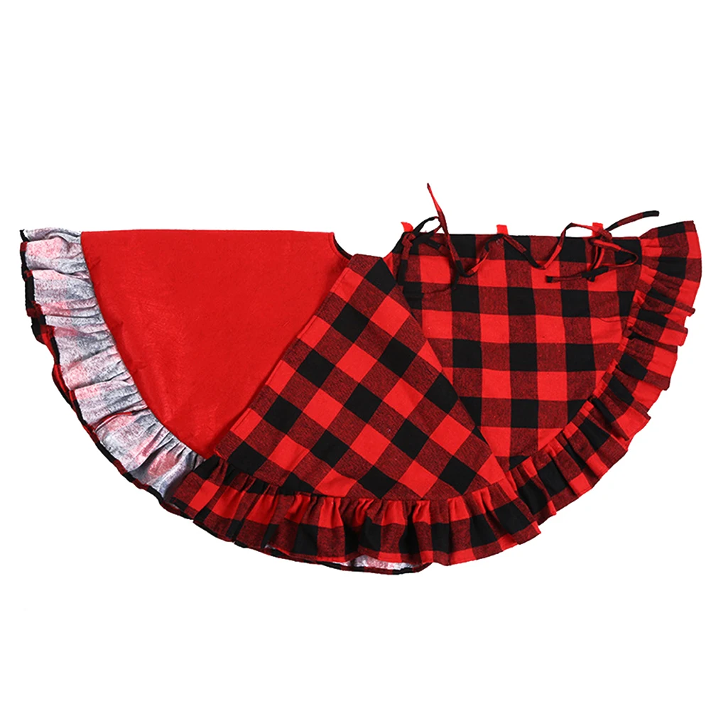 48inch Christmas Tree Skirt Plaid Red And Black Plaid Carpets Skirt For Christmas Xmas Holiday Decorations New Year Decors Wills