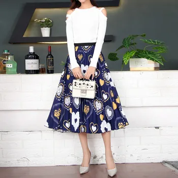 

Chirtmas Skirts Womens 2020 New Print Cartoon Pattern Empire High Elastic Women Midi Skirt Big Swing Party Holiday High Street