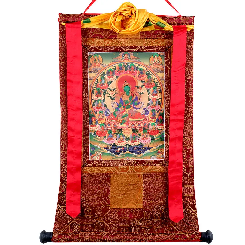 Украшения ручной работы статуи Будды картины тхангка тибетская живая картина для украшения помещений Длина 60 см - Цвет: G