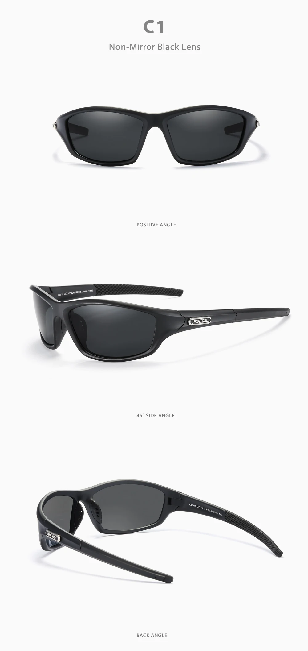KDEAM Verbesserte TR90 männer Sonnenbrille Polarisierte Sport Angeln Die Einzigartige Flexible Sonnenbrille Männer Outdoor Lebensstile Brille – Detail 9